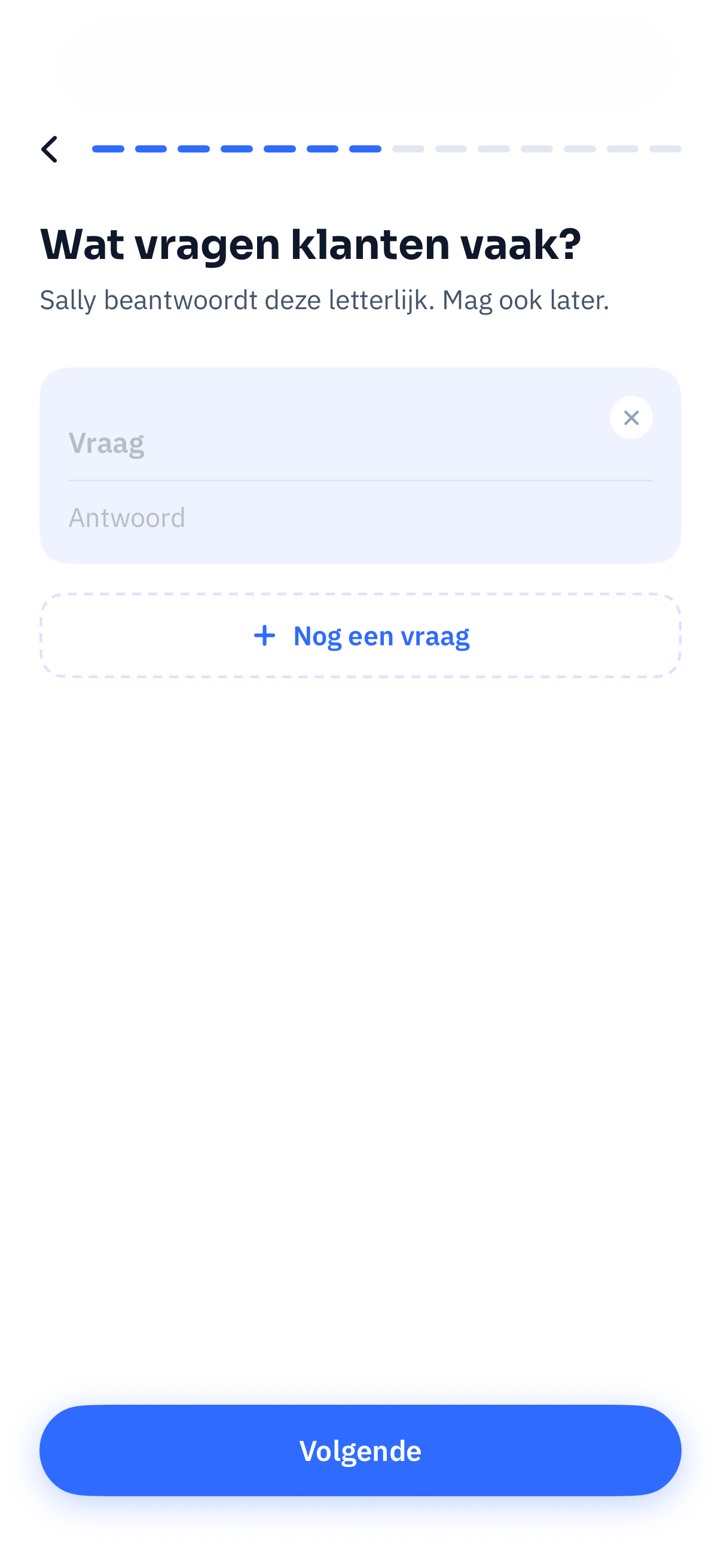 Scherm waarin je veelgestelde vragen toevoegt