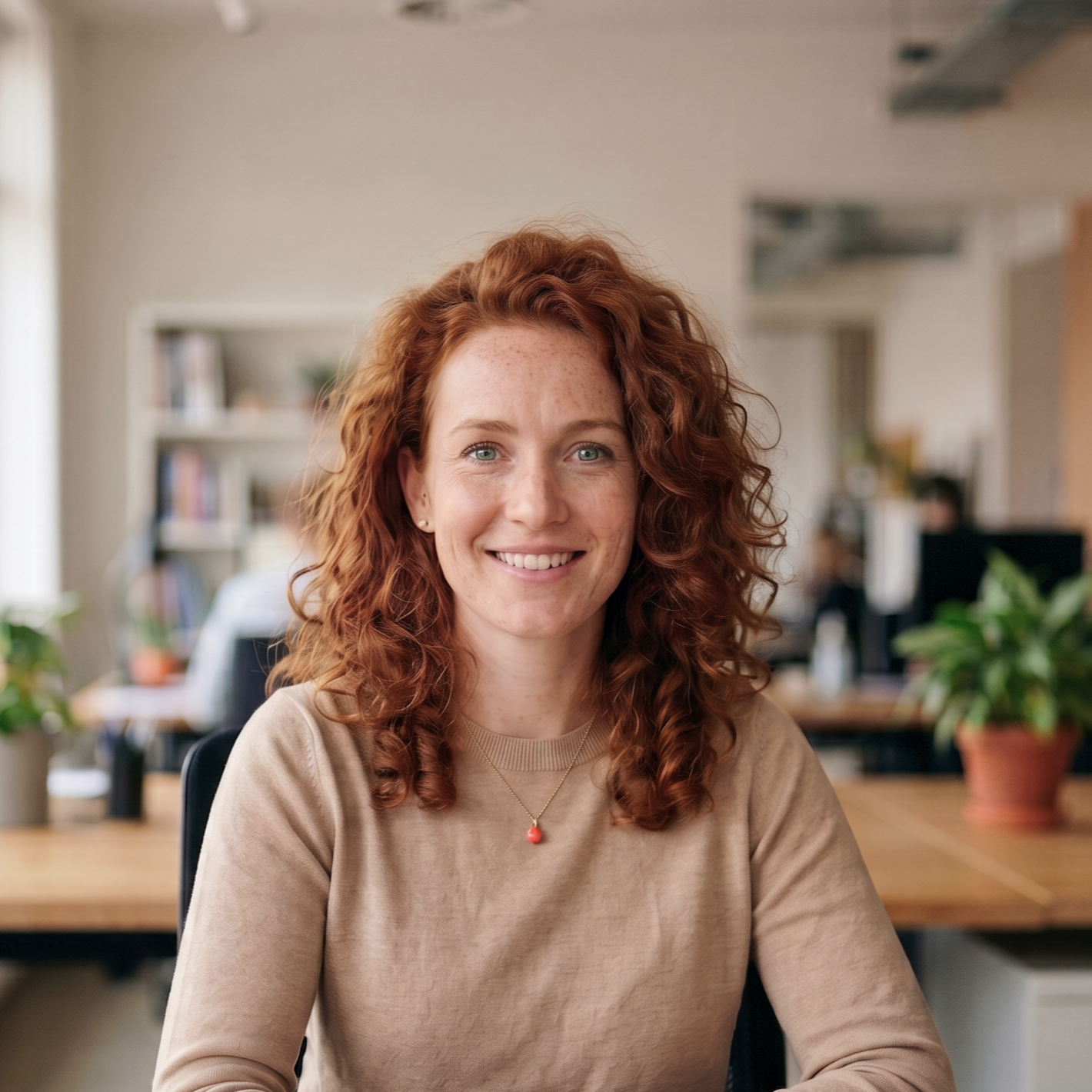 Sally met een warme glimlach, klaar om je te woord te staan